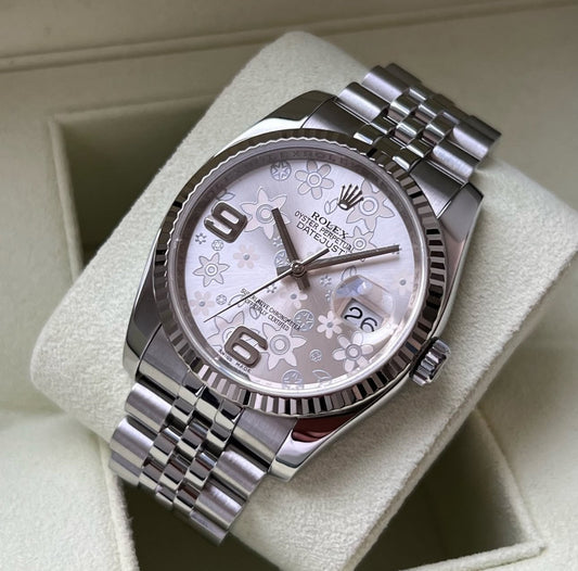 Datejust 36mm 116234 ‘Rolesor Gris’ Floral Dial