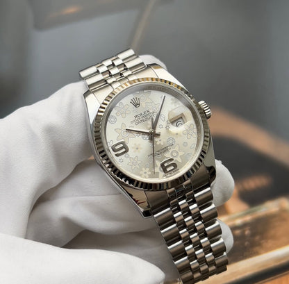 Datejust 36mm 116234 ‘Rolesor Gris’ Floral Dial