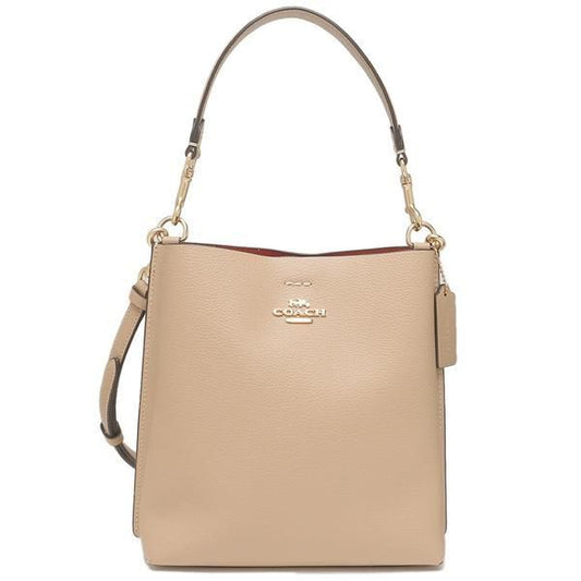 Coach Mollie Bucket Bag 22 in wine color with snake print strap